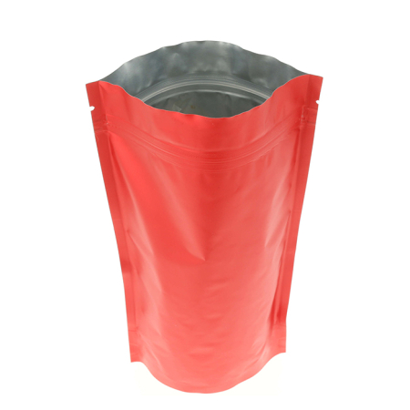 Metallized matte red with ziplock + valve 500 ml (100 pcs)