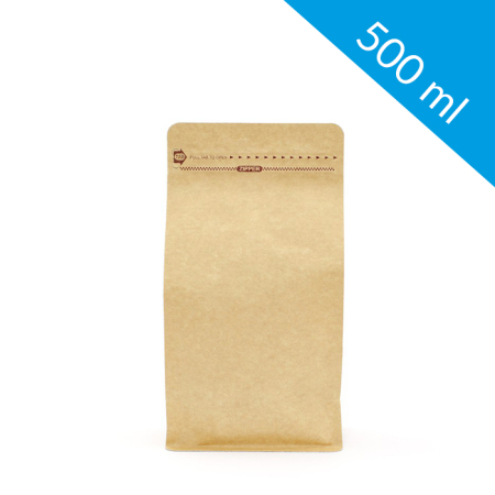 Kraft flat bottom bag with ziplock 500 ml (250 pcs)