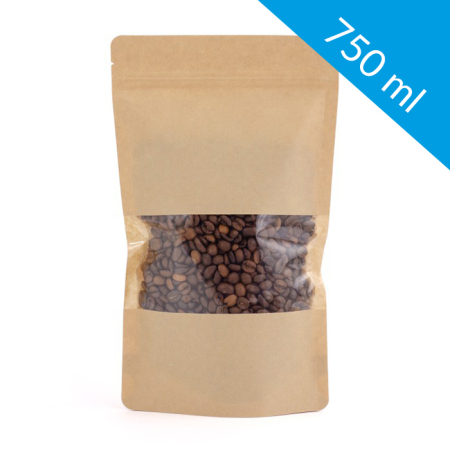 Resealable kraft paper bag with window 750 ml (250 pcs)