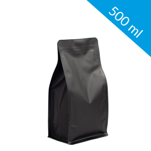 Black flat bottom bag with ziplock 500 ml (250 pcs)