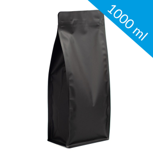 Black flat bottom bag with ziplock 1000 ml (250 pcs)