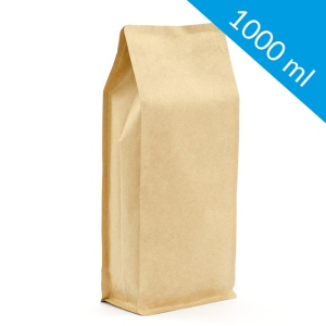 Kraft flat bottom bag with ziplock 1000 ml (250 pcs)