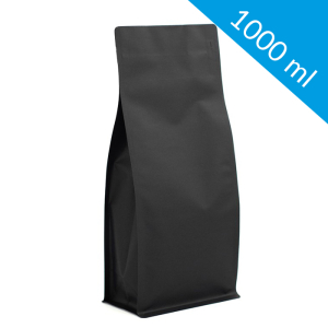 Kraft black flat bottom bag with ziplock 1000 ml (250 pcs)