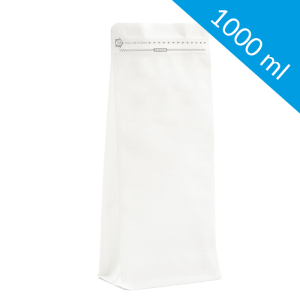 Kraft white flat bottom bag with ziplock 1000 ml (250 pcs)