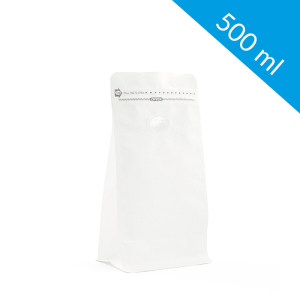 Kraft  white flat bottom bag with ziplock + valve  500 ml (250 pcs)